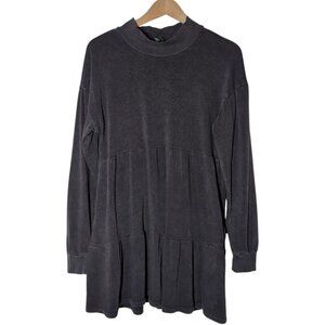 Wild Fable Tiered Tunic Dress Womens Small Sweatshirt Comfy Black Long Sleeve